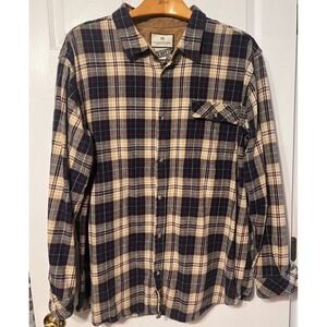 Legendary Whitetails Buck Camp Flannel Shirt Mens 3XT Blue Tan Plaid Cotton 6464